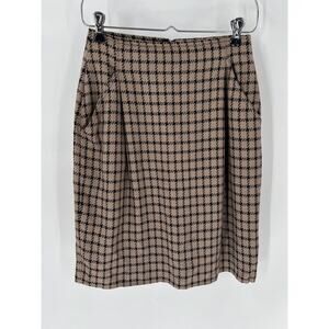 The Limited Vintage 90s Skirt Womens 10 Brown Black Houndstooth Check Pockets
